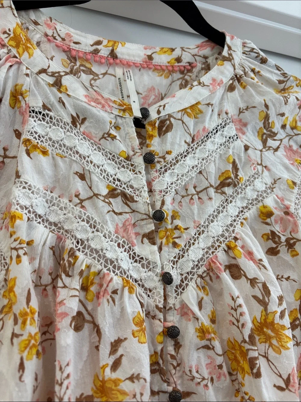 Anthropologie Harmony Floral Lace Peasant Blouse